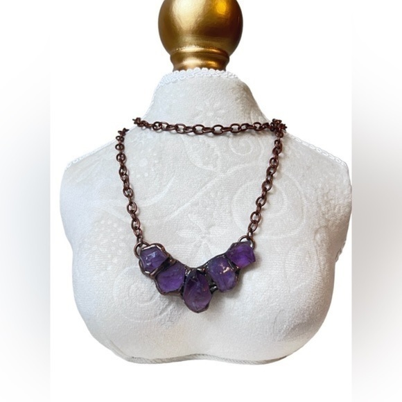 Natural Raw Amethyst Necklace - Picture 3 of 11